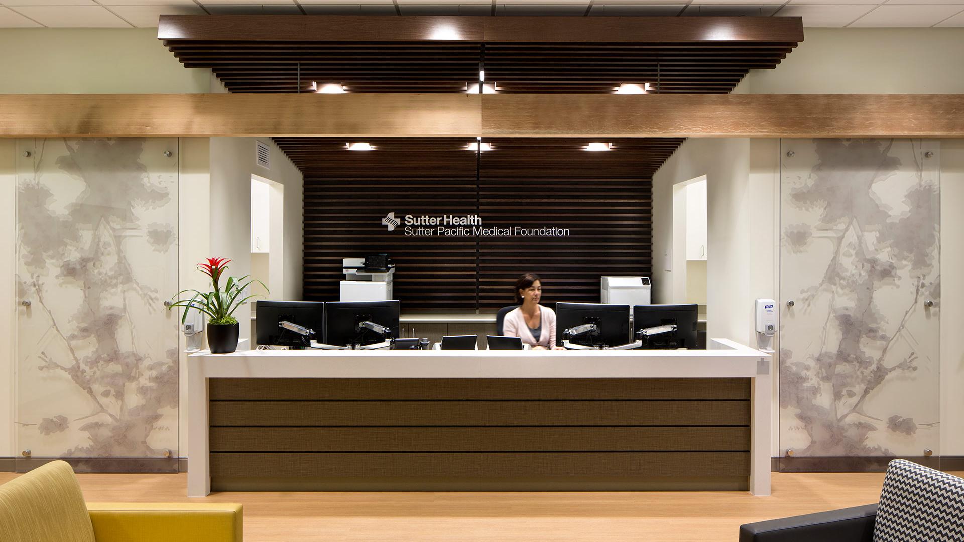 Reception with decorative glass