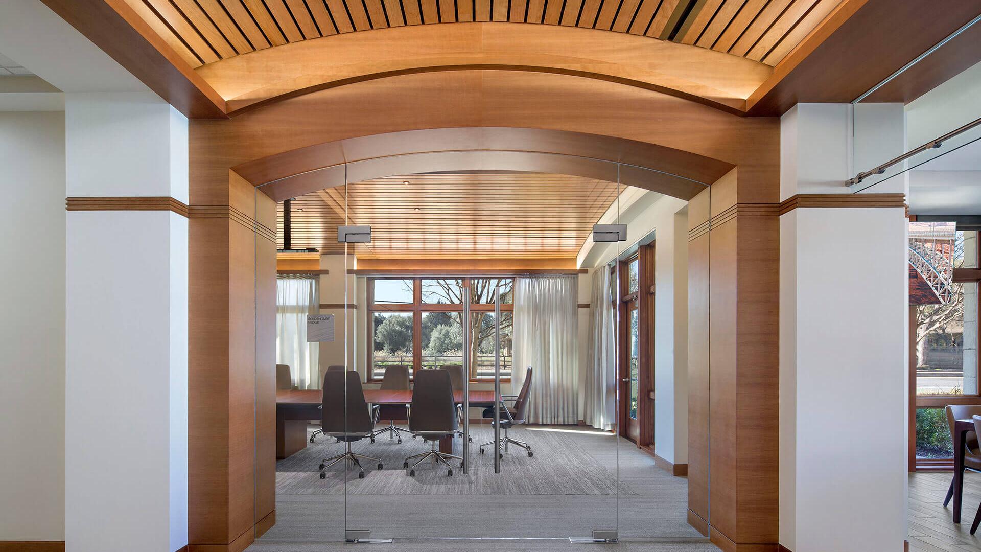 Looking into conference center