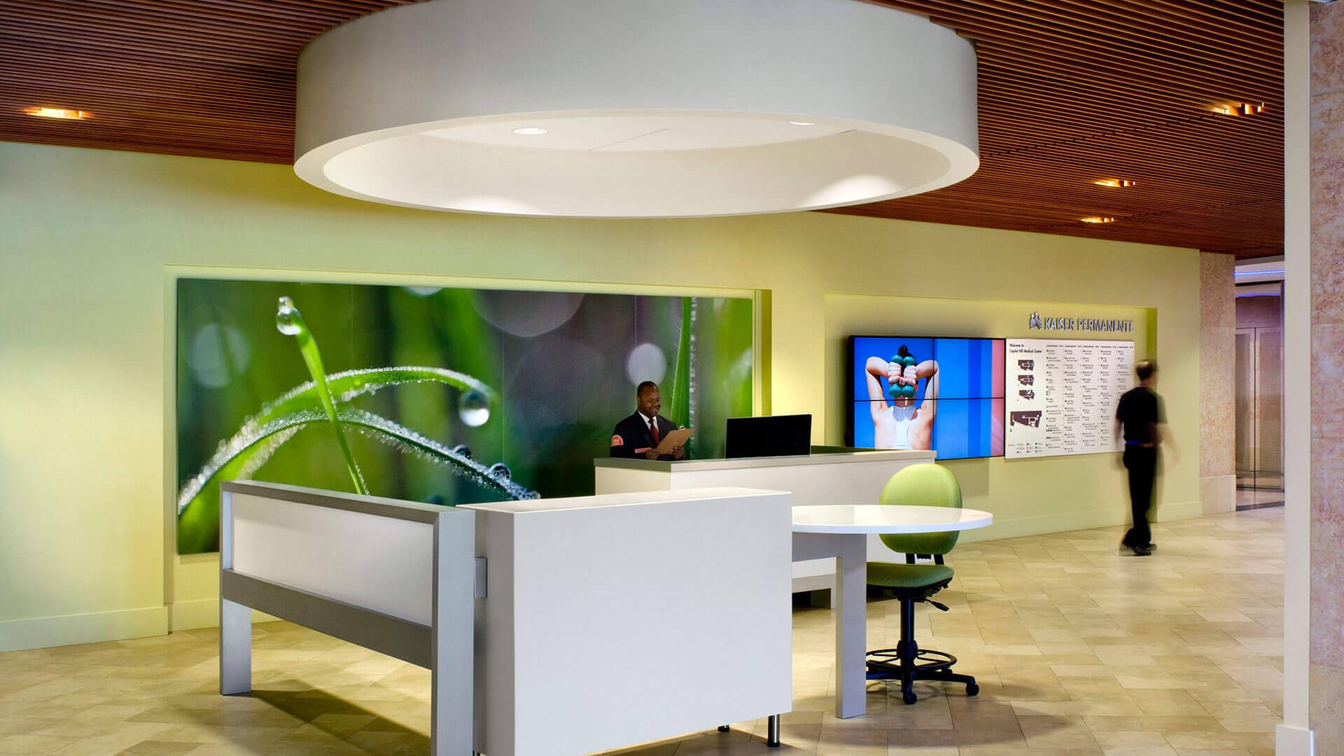 biophilic artwork at greet desk