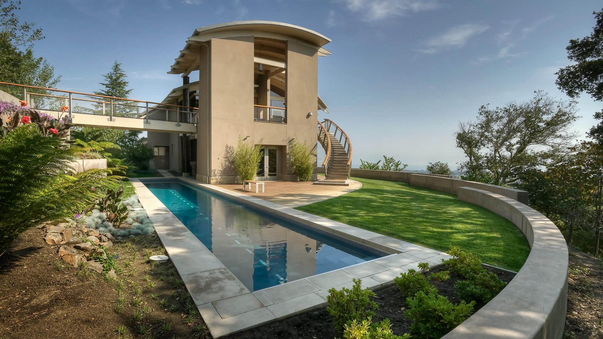 Bridge over lap pool