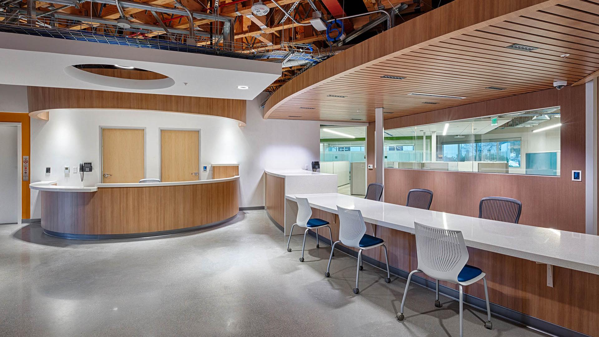 lobby view of reception and plan check