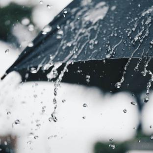 Rain on umbrella